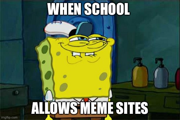 Don't You Squidward Meme | WHEN SCHOOL; ALLOWS MEME SITES | image tagged in memes,don't you squidward | made w/ Imgflip meme maker