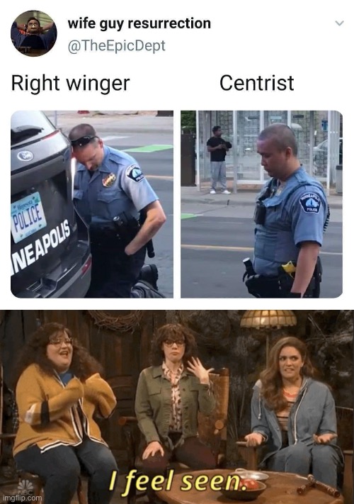 I still consider myself a centrist, but I’m done being neutral on this. | image tagged in i feel seen still,police brutality,police,politics,political meme,repost | made w/ Imgflip meme maker