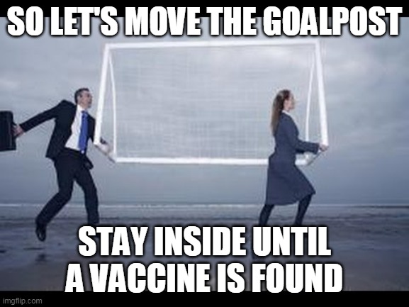 SO LET'S MOVE THE GOALPOST STAY INSIDE UNTIL A VACCINE IS FOUND | made w/ Imgflip meme maker