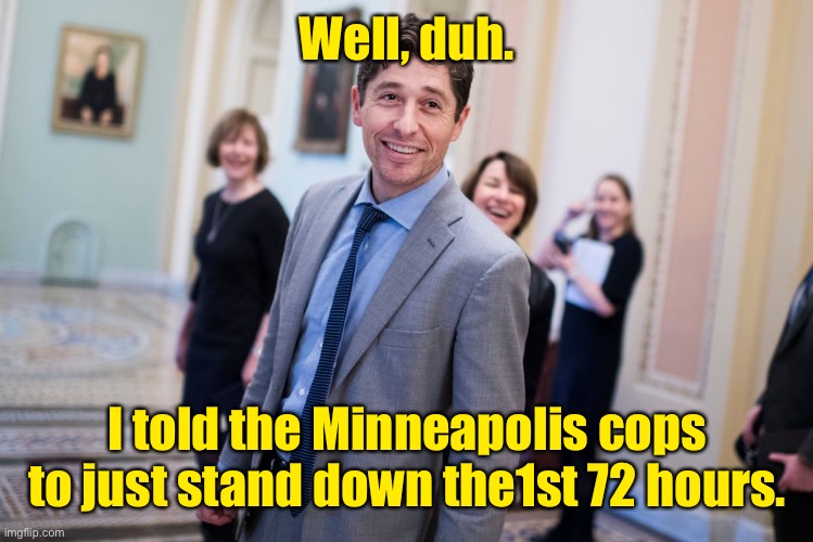 Well, duh. I told the Minneapolis cops to just stand down the1st 72 hours. | made w/ Imgflip meme maker
