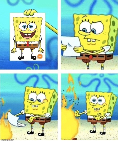 When SpongeBob see's a pic of himself | image tagged in when you realize | made w/ Imgflip meme maker