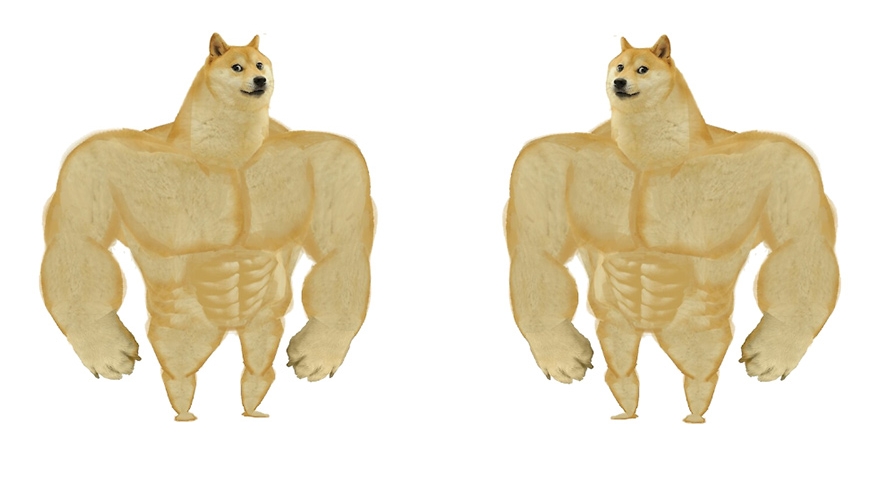 High Quality Strong Doge vs Stronge Doge Blank Meme Template