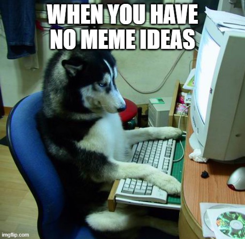 I Have No Idea What I Am Doing Meme |  WHEN YOU HAVE NO MEME IDEAS | image tagged in memes,i have no idea what i am doing | made w/ Imgflip meme maker