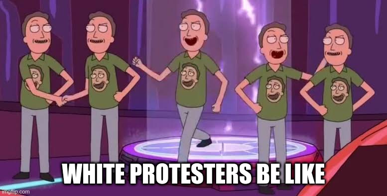 yep... | WHITE PROTESTERS BE LIKE | image tagged in rick and morty | made w/ Imgflip meme maker