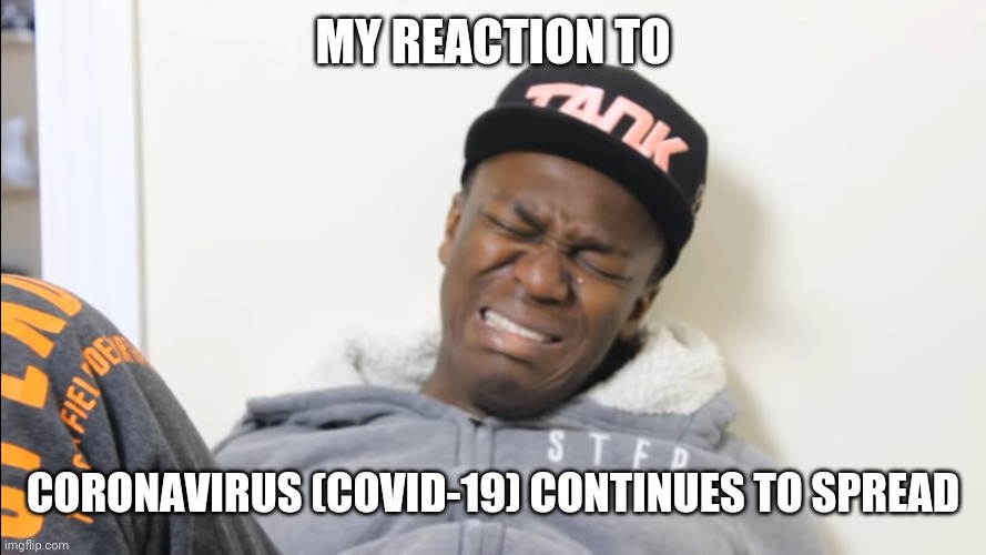 :'( | MY REACTION TO; CORONAVIRUS (COVID-19) CONTINUES TO SPREAD | image tagged in i cri evrytiem,coronavirus,covid-19,memes,ksi | made w/ Imgflip meme maker