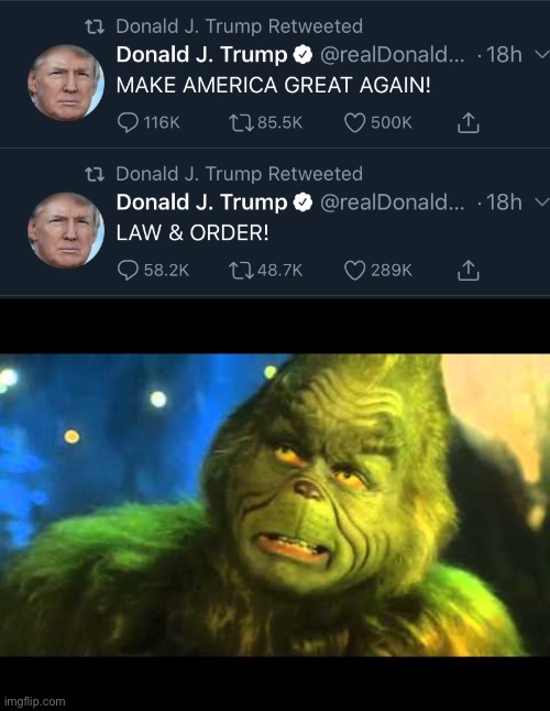 Hello...Hello...Hello | image tagged in grinch's phrase,trump | made w/ Imgflip meme maker