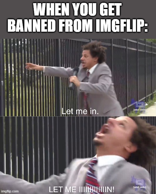 i hope this doesn't happen | WHEN YOU GET BANNED FROM IMGFLIP: | image tagged in let me in | made w/ Imgflip meme maker