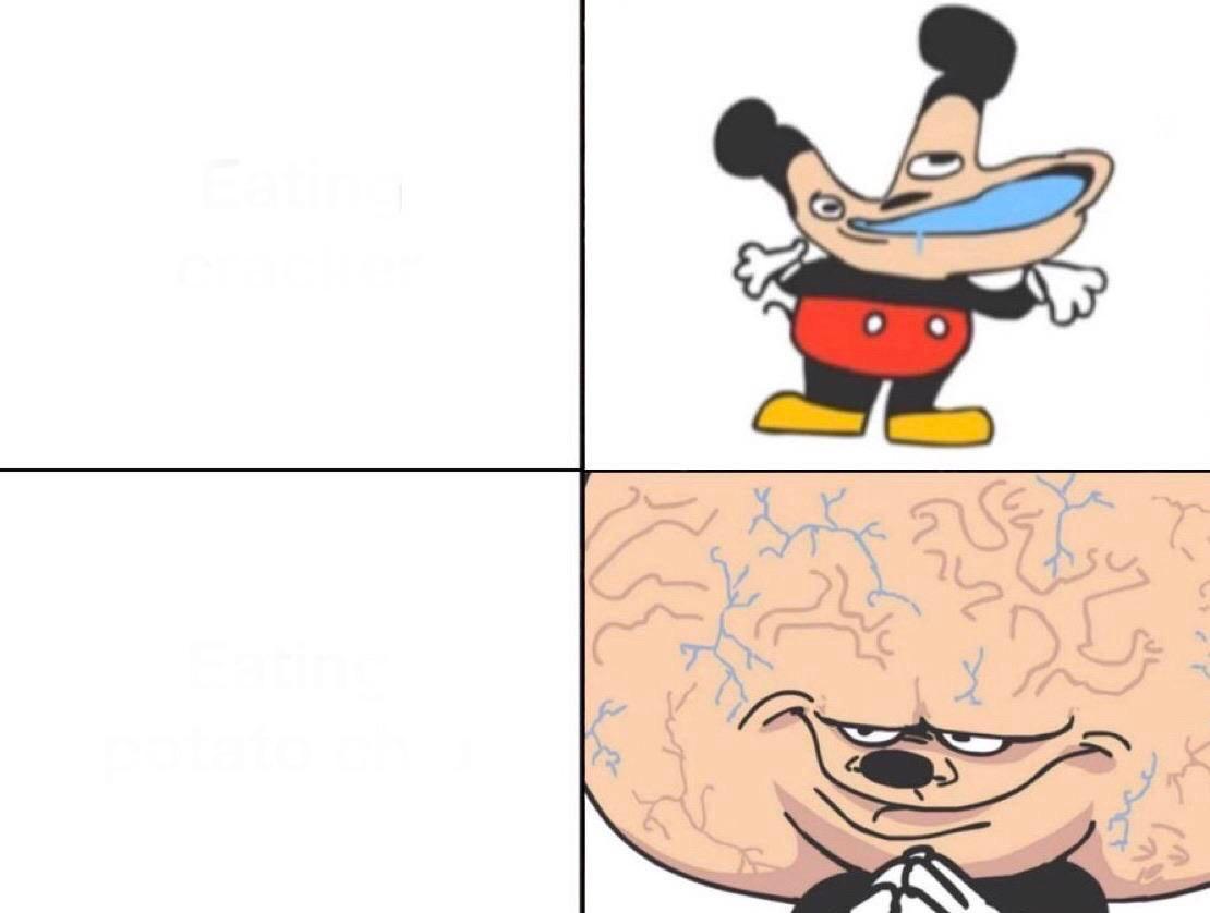 High Quality Big Brain Mickey Blank Meme Template