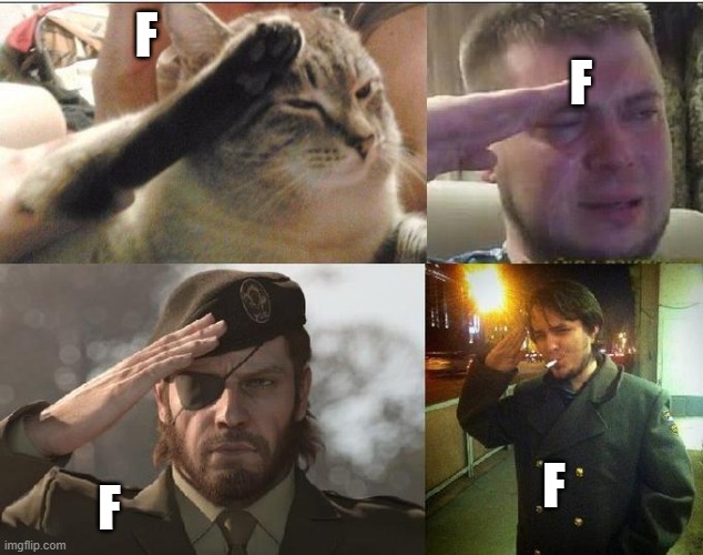 Ozon's Salute | F F F F | image tagged in ozon's salute | made w/ Imgflip meme maker