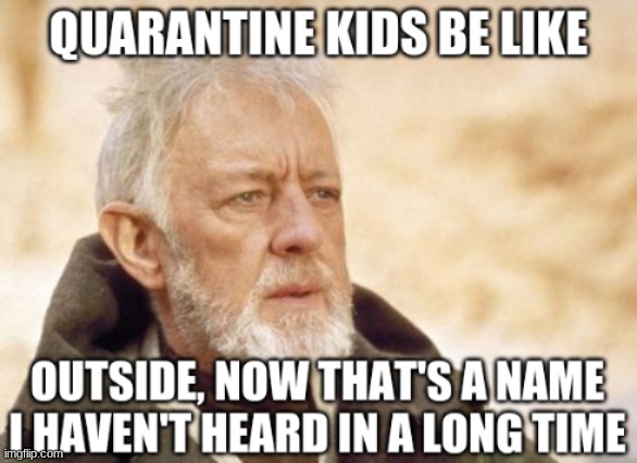Quarantine Kids Be Like... | image tagged in outside,quarantine,obi wan kenobi | made w/ Imgflip meme maker