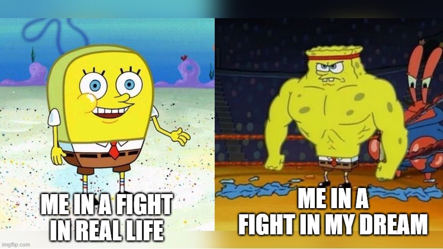 true tho | ME IN A FIGHT IN MY DREAM; ME IN A FIGHT IN REAL LIFE | image tagged in oh wow are you actually reading these tags | made w/ Imgflip meme maker