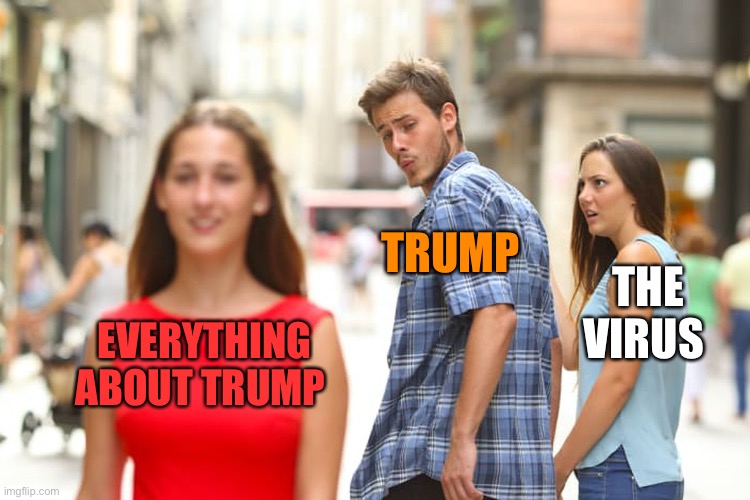 Distracted Boyfriend Meme | EVERYTHING ABOUT TRUMP TRUMP THE VIRUS | image tagged in memes,distracted boyfriend | made w/ Imgflip meme maker