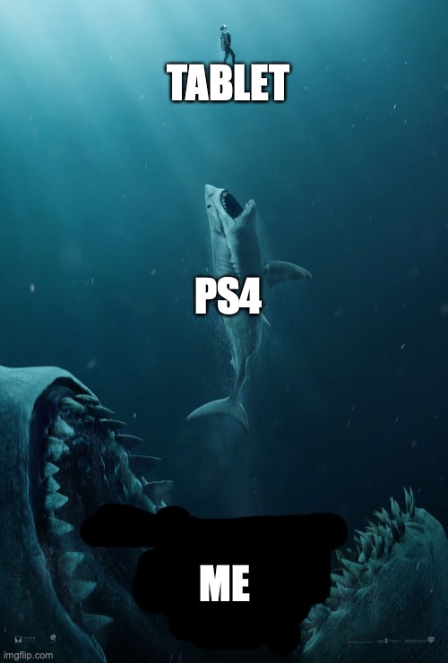 The Meg | TABLET; PS4; ME | image tagged in the meg | made w/ Imgflip meme maker