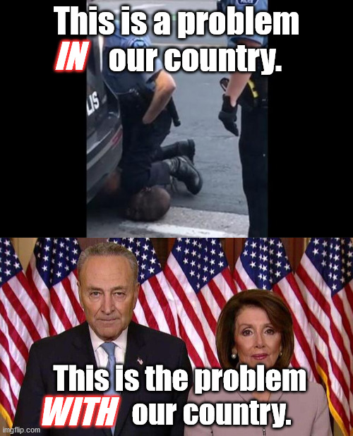 Loss of a life is a bad thing, loss of this country in not good either. | IN; This is a problem       our country. This is the problem            our country. WITH | image tagged in cops,democratic party,nancy pelosi,chuck schumer | made w/ Imgflip meme maker