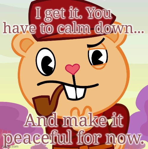 Pop (HTF) | I get it. You have to calm down... And make it peaceful for now. | image tagged in pop htf | made w/ Imgflip meme maker