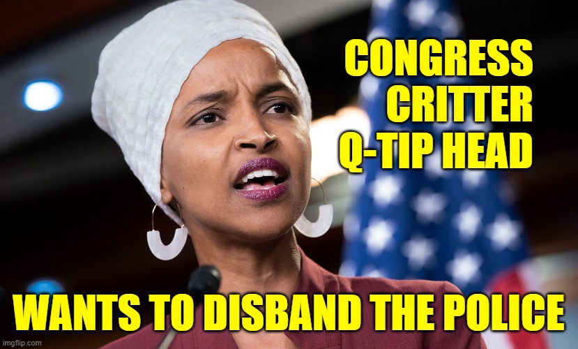 The Religion of Peace in America | CONGRESS
 CRITTER
 Q-TIP HEAD; WANTS TO DISBAND THE POLICE | image tagged in ilhan omar,muslim,riots | made w/ Imgflip meme maker