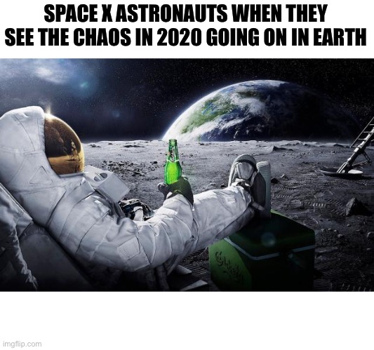 But it do be true though | SPACE X ASTRONAUTS WHEN THEY SEE THE CHAOS IN 2020 GOING ON IN EARTH | image tagged in chillin' astronaut | made w/ Imgflip meme maker