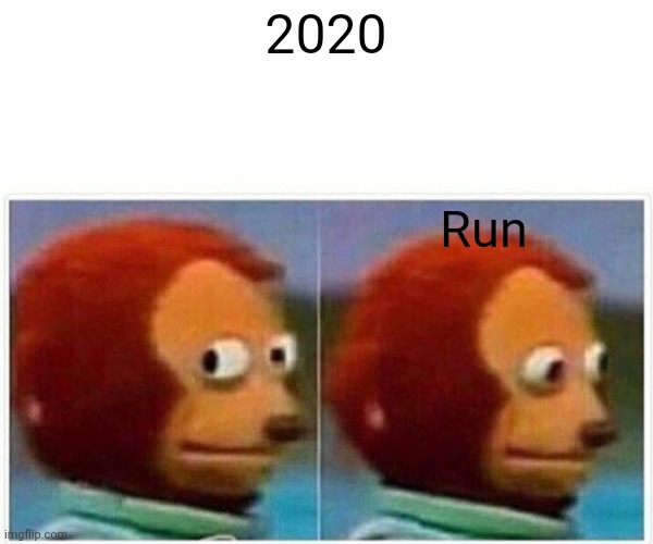 Monkey Puppet | 2020; Run | image tagged in memes,monkey puppet | made w/ Imgflip meme maker