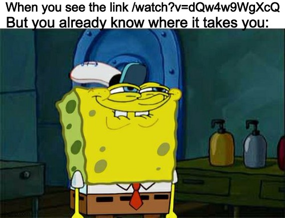 Don't You Squidward Meme | When you see the link /watch?v=dQw4w9WgXcQ; But you already know where it takes you: | image tagged in memes,don't you squidward | made w/ Imgflip meme maker