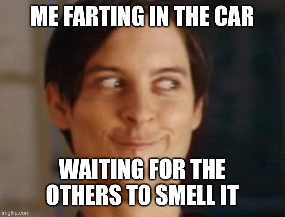 Spiderman Peter Parker | ME FARTING IN THE CAR; WAITING FOR THE OTHERS TO SMELL IT | image tagged in memes,spiderman peter parker | made w/ Imgflip meme maker
