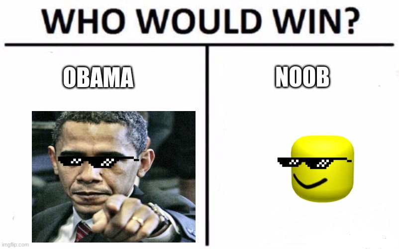 obama vs noob | NOOB; OBAMA | image tagged in memes,who would win | made w/ Imgflip meme maker