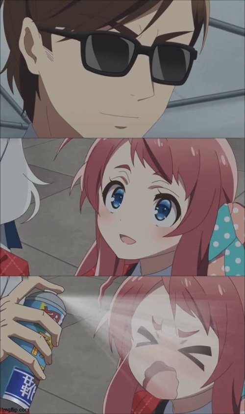 pepper spray girl anime Blank Meme Template