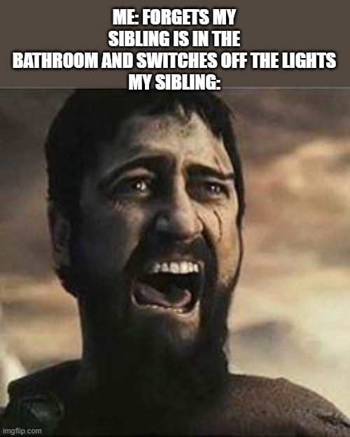 The reason why my siblings hate me |  ME: FORGETS MY SIBLING IS IN THE BATHROOM AND SWITCHES OFF THE LIGHTS
MY SIBLING: | image tagged in confused screaming,lol,siblings | made w/ Imgflip meme maker