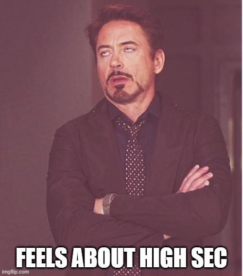 Face You Make Robert Downey Jr Meme |  FEELS ABOUT HIGH SEC | image tagged in memes,face you make robert downey jr | made w/ Imgflip meme maker