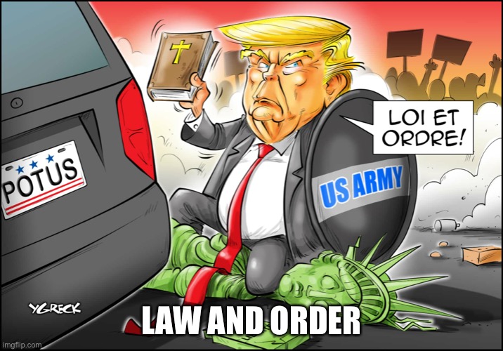 Law and order | LAW AND ORDER | image tagged in trump,racism,blm | made w/ Imgflip meme maker