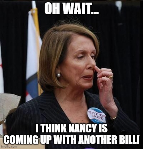 Nancy Pelosi | OH WAIT... I THINK NANCY IS COMING UP WITH ANOTHER BILL! | image tagged in nancy pelosi | made w/ Imgflip meme maker