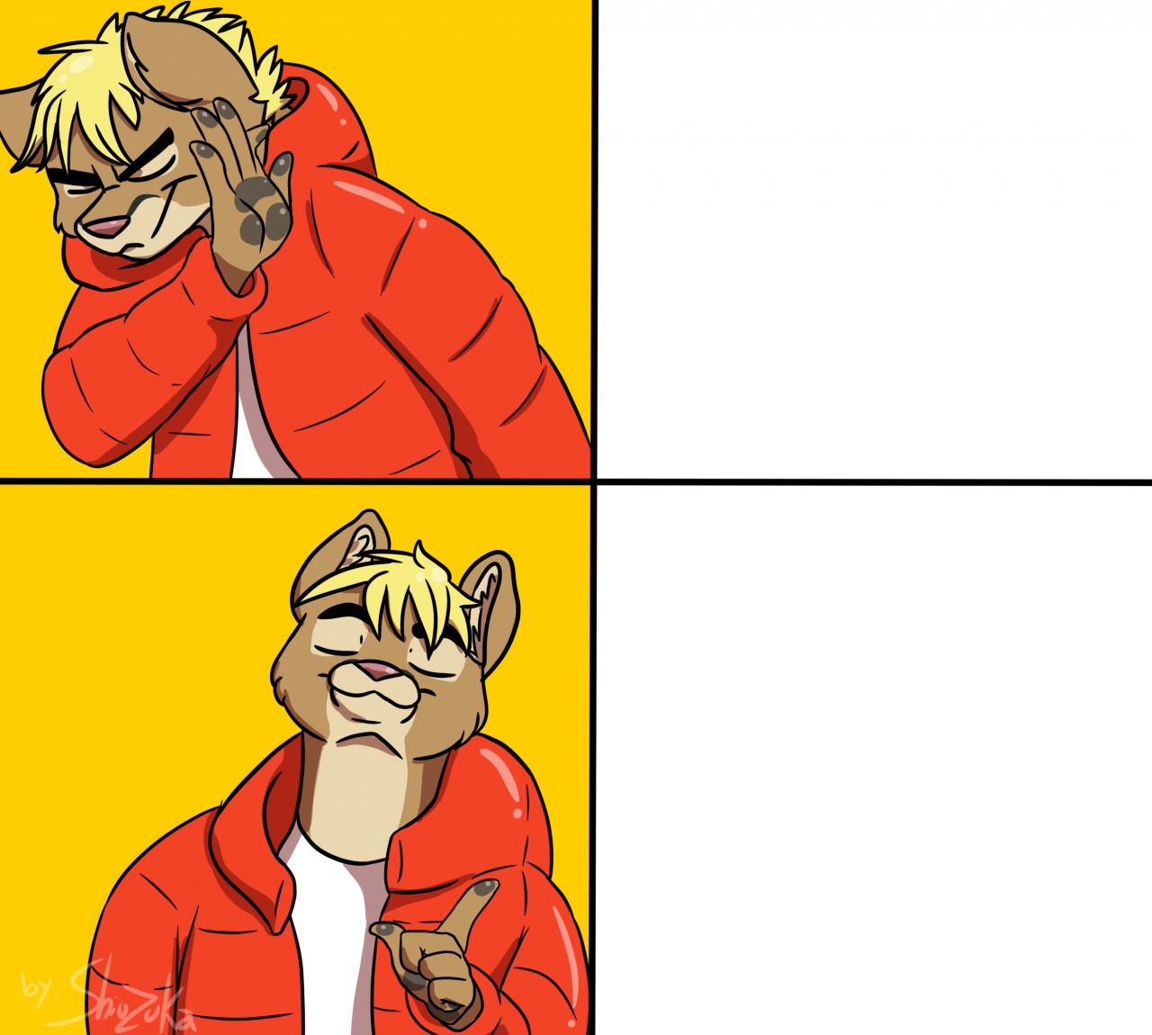 High Quality Furry Drake Hotline Bling 2 Blank Meme Template