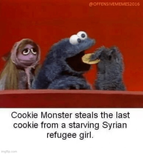 Psycho Sesame Street | image tagged in cookie monster | made w/ Imgflip meme maker