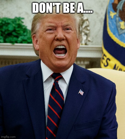 Don't | DON'T BE A.... | image tagged in donald trump,dont,jerk | made w/ Imgflip meme maker