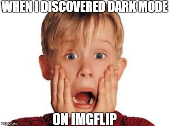 O MY GOSH | WHEN I DISCOVERED DARK MODE; ON IMGFLIP | image tagged in ahhhhhhhhhhhhhhhhhhhhhhh,kevin,home alone | made w/ Imgflip meme maker
