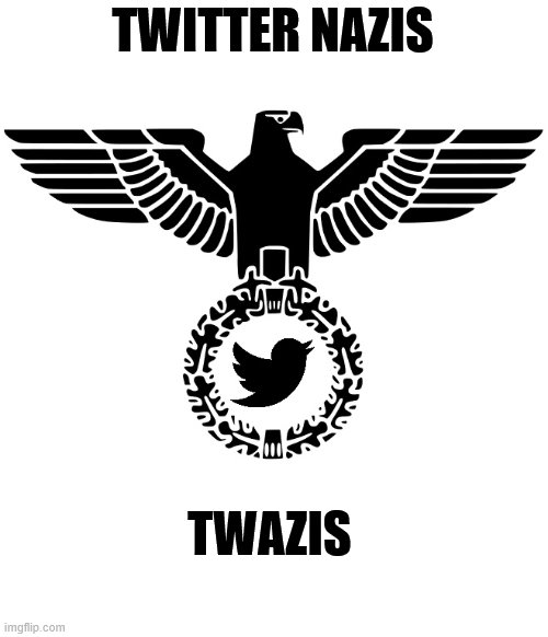 New template for calling out the Nazi-like tactics of Twitter and its twits. | TWITTER NAZIS; TWAZIS | image tagged in twitter nazis,politics,liberal hypocrisy | made w/ Imgflip meme maker