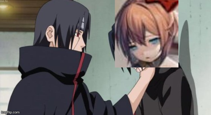 When Itachi gets bored of choking Sasuke | image tagged in itachi choking sasuke,hanging sayori | made w/ Imgflip meme maker