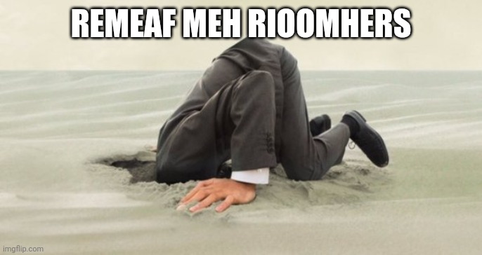 head in the sand | REMEAF MEH RIOOMHERS | image tagged in head in the sand | made w/ Imgflip meme maker