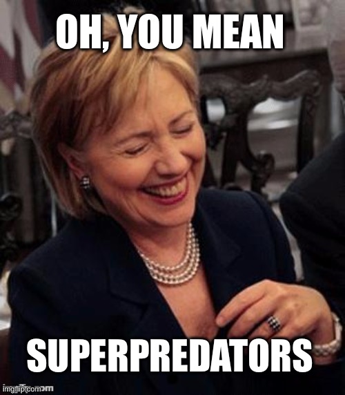 Hillary LOL | OH, YOU MEAN SUPERPREDATORS | image tagged in hillary lol | made w/ Imgflip meme maker