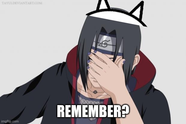 Itachi Facepalm | REMEMBER? | image tagged in itachi facepalm | made w/ Imgflip meme maker