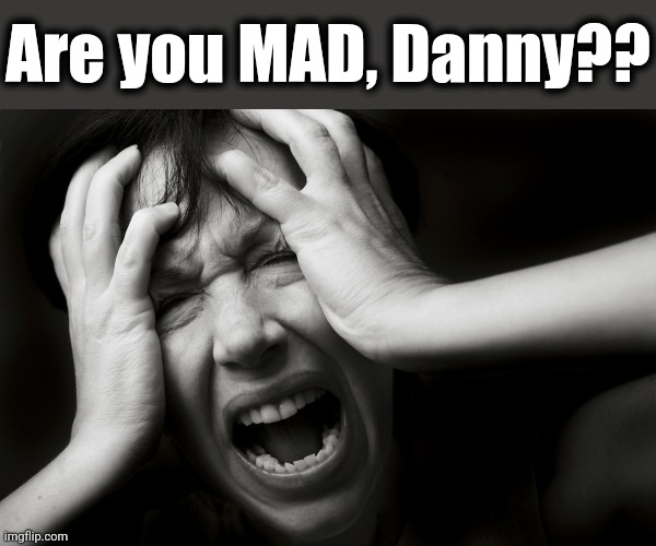 Frantic | Are you MAD, Danny?? | image tagged in frantic | made w/ Imgflip meme maker