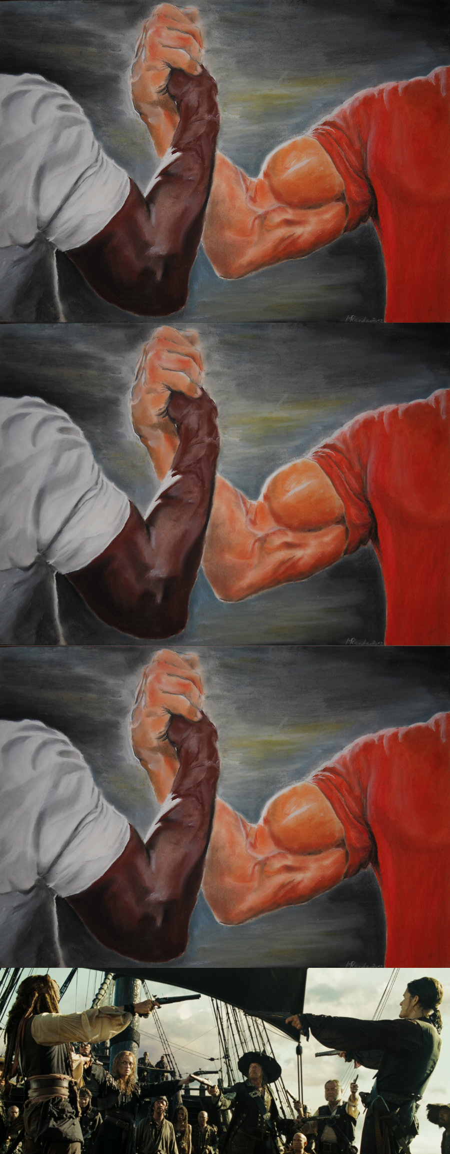 Handshake vs Guns Pointed Blank Meme Template