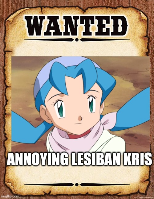 wanted poster | ANNOYING LESIBAN KRIS | image tagged in wanted poster | made w/ Imgflip meme maker