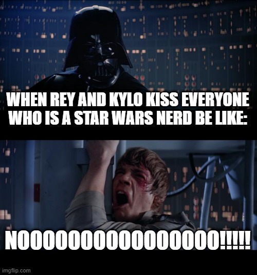 Star Wars No | WHEN REY AND KYLO KISS EVERYONE WHO IS A STAR WARS NERD BE LIKE:; NOOOOOOOOOOOOOOOO!!!!! | image tagged in memes,star wars no | made w/ Imgflip meme maker