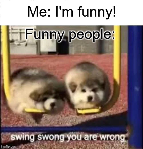 truth be told | Me: I'm funny! Funny people: | image tagged in swing swong you are wrong | made w/ Imgflip meme maker