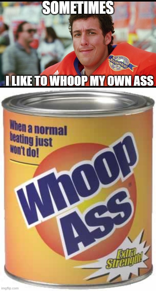 SOMETIMES; I LIKE TO WHOOP MY OWN ASS | image tagged in isis whoop ass,water boy,funny,memes | made w/ Imgflip meme maker