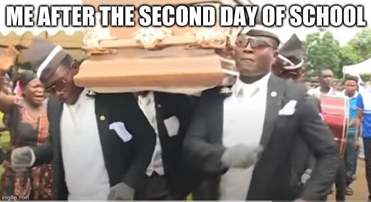 Tru tho | ME AFTER THE SECOND DAY OF SCHOOL | image tagged in coffin dance | made w/ Imgflip meme maker