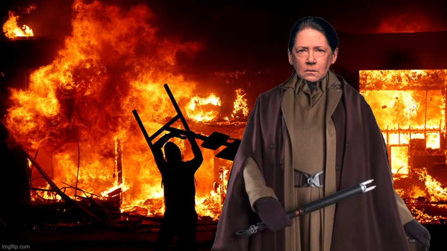 Time to call Aunt Lydia? | image tagged in handmaid's tale,aunt lydia,riots,looters | made w/ Imgflip meme maker