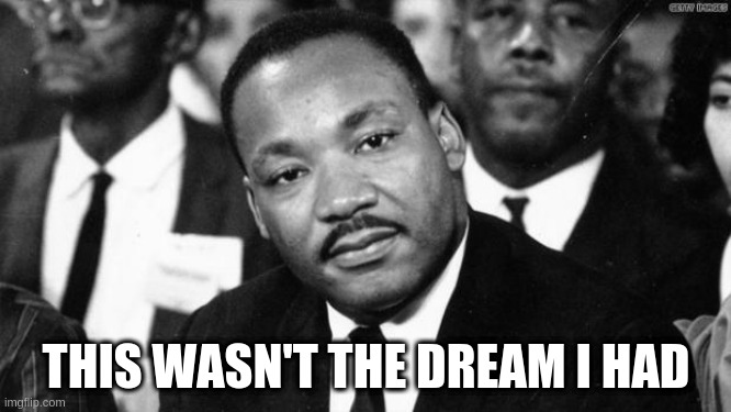 This wasn't the dream i had! | THIS WASN'T THE DREAM I HAD | image tagged in mlk disappointed | made w/ Imgflip meme maker