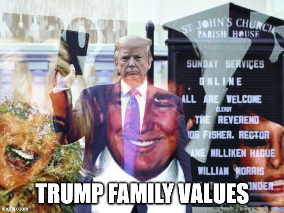 TRUMP FAMILY VALUES | TRUMP FAMILY VALUES | image tagged in donald trump,family values | made w/ Imgflip meme maker