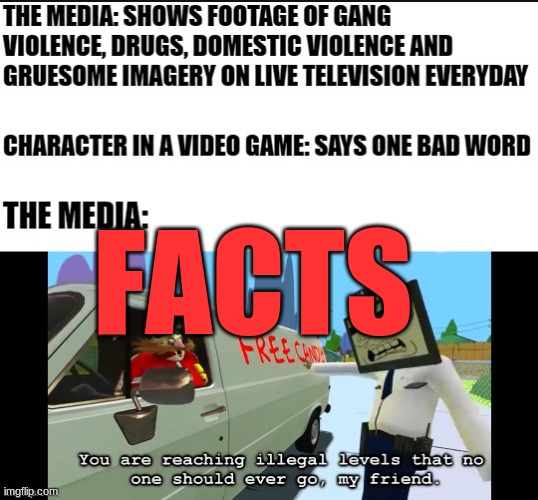 media in a nutshell round 2 | FACTS | image tagged in media | made w/ Imgflip meme maker